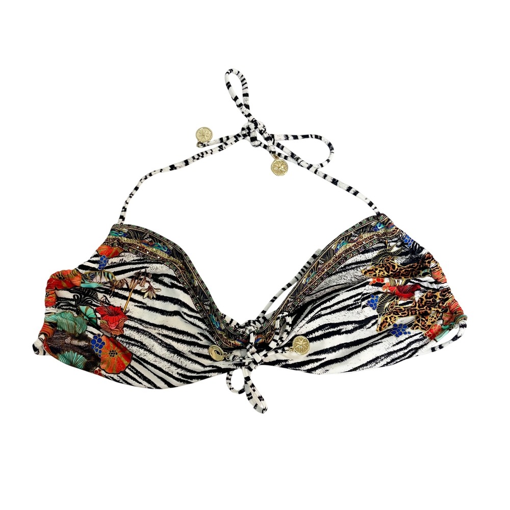Camilla Cosmic Conflict Bikini Top Animal Print Crystal Embellished MEDIUM
